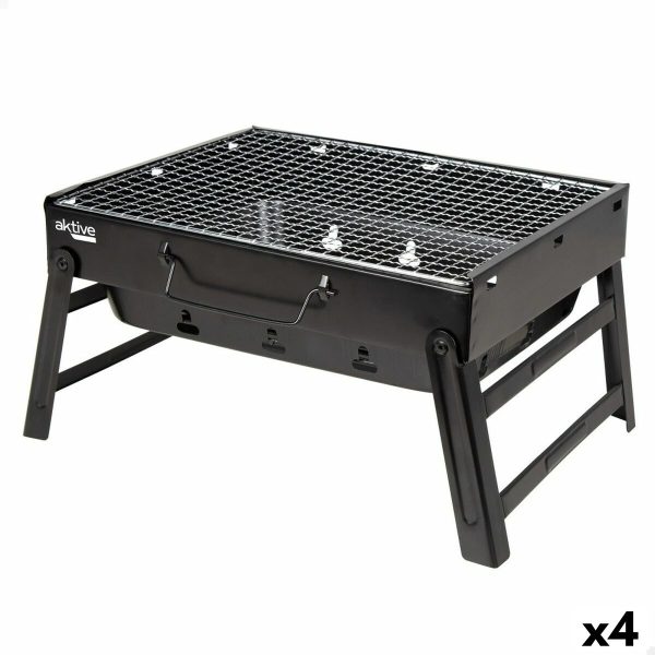 Barbecue Portable Aktive Rectangular Black Steel 40 x 20 x 28 cm Supply