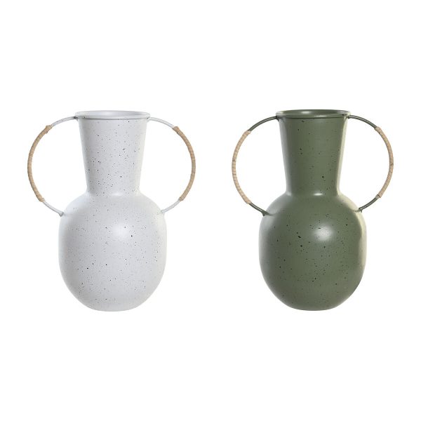 Vase DKD Home Decor 20 x 13 x 24 cm Metal Terracotta White Green (2 Units) Online now