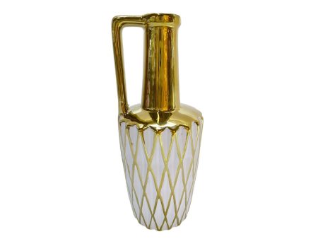 Vase Romimex White Gold Ceramic 13 x 30 x 13 cm Discount