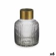 Vase Stripes Grey Golden Glass 14,5 x 22 x 14,5 cm (6 Units) on Sale