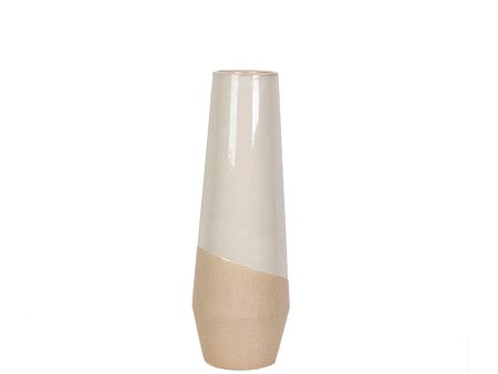 Vase Romimex White Beige Ceramic 15 x 45 x 15 cm For Discount