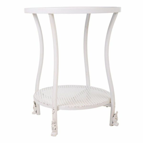 Centre Table Alexandra House Living White Glass Iron 50 x 60 x 50 cm Online Hot Sale