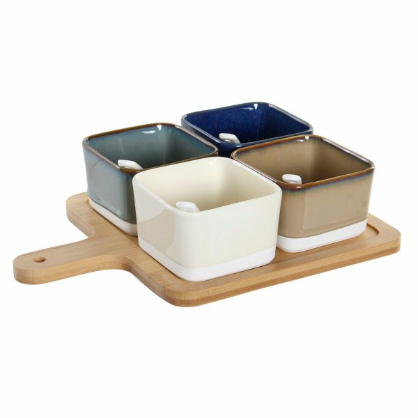 Appetizer Set DKD Home Decor 27 x 20 x 1,3 cm Porcelain Beige Blue Brown Green Modern Supply