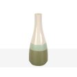 Vase Romimex Green Cream Ceramic 11 x 30 x 11 cm Hot on Sale