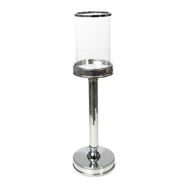 Candleholder Romimex Silver Metal Glass 12 x 42 x 12 cm Sale