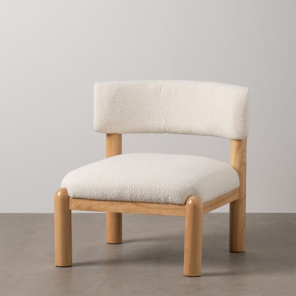 Armchair White Natural Polyurethane Rubber wood 62 x 62 x 71 cm Cheap