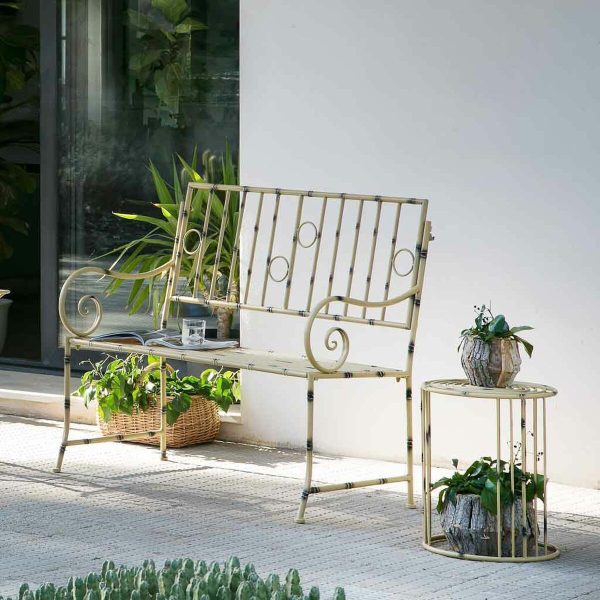 Bench Alexandra House Living Yellow Metal 50 x 92 x 126 cm Online Sale