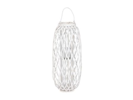 Candleholder Home ESPRIT White wicker Crystal 34 x 34 x 80 cm Online Hot Sale