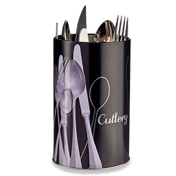 Cutlery Organiser Black Metal 1 L Pieces of Cutlery (24 Units) For Cheap