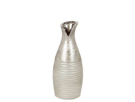 Vase Romimex Silver Ceramic 11 x 27 x 11 cm Cheap