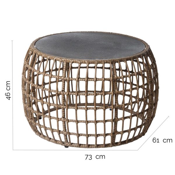 Centre Table Ariki Table Steel Rattan Tempered Glass synthetic rattan 73 x 61 x 46 cm Online Hot Sale