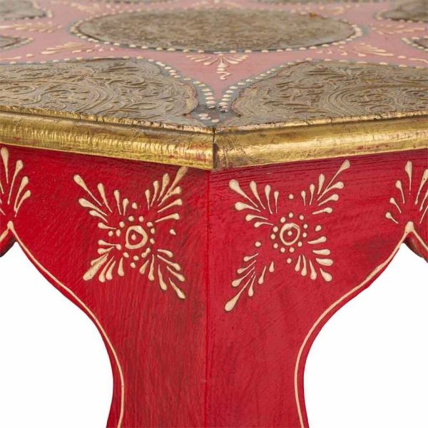 Centre Table Alexandra House Living White Red Brass MDF Wood 40 x 15 x 40 cm For Sale