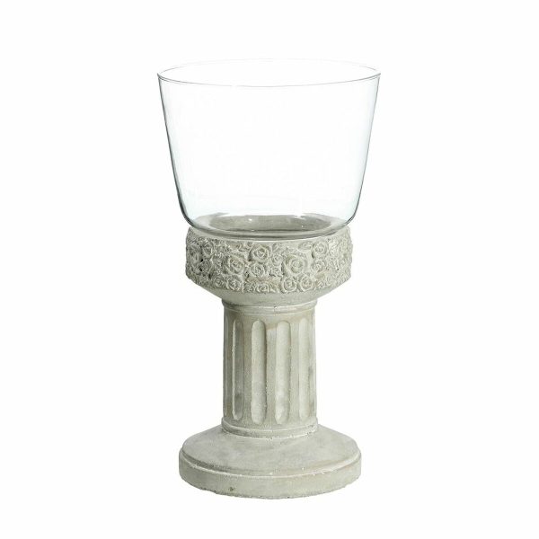 Candleholder 17,5 x 17,5 x 33,5 cm Crystal Grey Cement Fashion