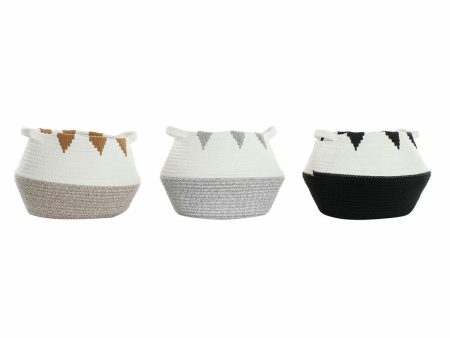 Basket DKD Home Decor White Black Grey Mustard Boho 36 x 36 x 26 cm (3 Pieces) Cheap