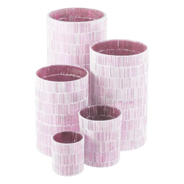 Candleholder Pink Crystal Cement 13 x 13 x 20 cm For Cheap