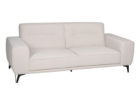 3-Seater Sofa Cream Wood 220 x 87 x 85 cm Online