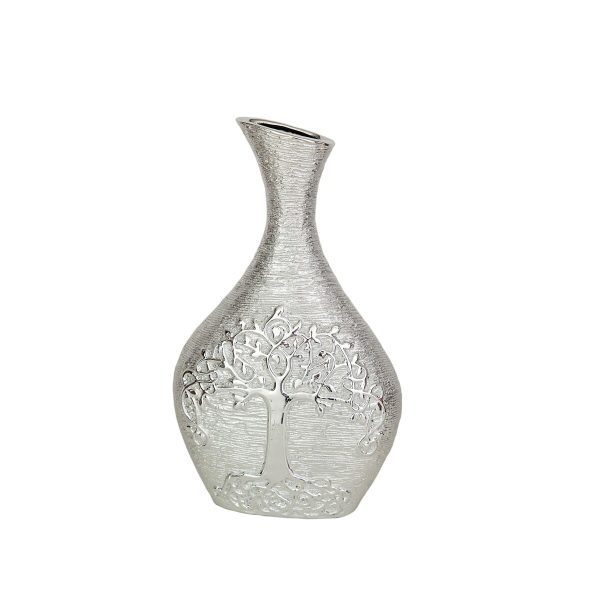 Vase Romimex Silver Porcelain 22 x 36 x 9 cm Online now