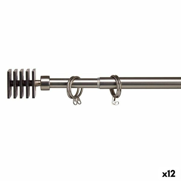 Curtain Bar Extendable Squared Silver Iron 4,5 x 180 x 4,5 cm (12 Units) Supply