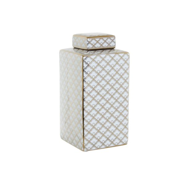 Vase DKD Home Decor 14,5 x 14,5 x 30 cm Porcelain Golden White Hot on Sale