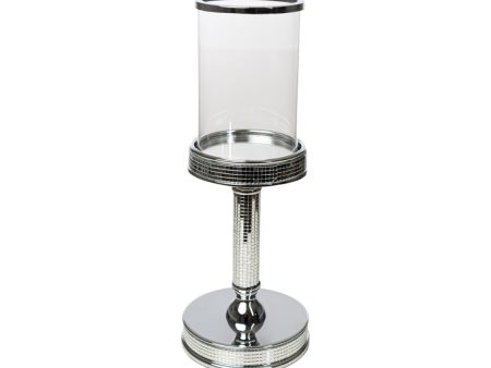 Candleholder Romimex Silver Metal Glass 12 x 32 x 12 cm Fashion