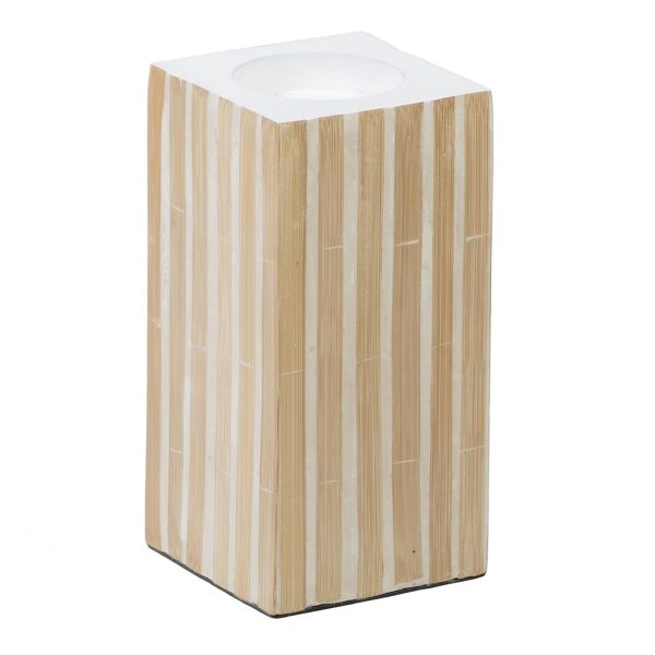 Candleholder Beige Bamboo MDF Wood 10,5 x 10,5 x 21 cm Online Hot Sale