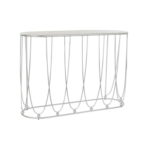 Console DKD Home Decor Silver Metal White Marble 115 x 35 x 78 cm For Discount