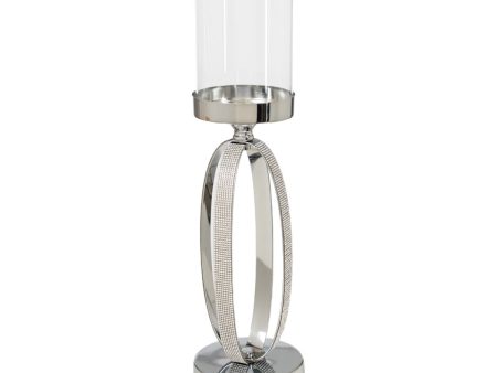 Candleholder Romimex Silver Metal Glass 12 x 35 x 12 cm Online now