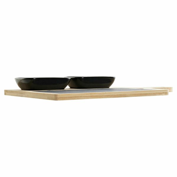 Appetizer Set DKD Home Decor Black Natural Bamboo Plastic Stoneware Board Cottage 33 x 19,7 x 3,5 cm (4 pcs) Cheap