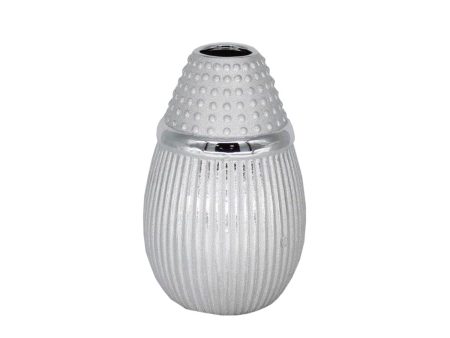 Vase Romimex Silver Ceramic 14 x 21 x 14 cm For Discount