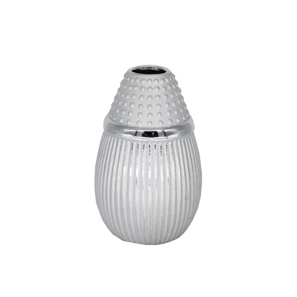 Vase Romimex Silver Ceramic 14 x 21 x 14 cm For Discount