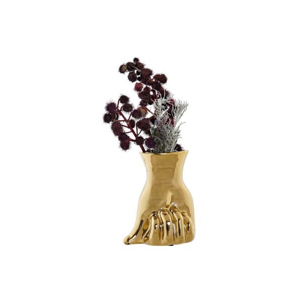 Vase DKD Home Decor Golden Stoneware 17 x 12 x 21 cm (2 Units) Online