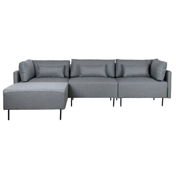 Chaise Longue Sofa DKD Home Decor Grey Metal Modern 276 x 152,5 x 84 cm For Discount