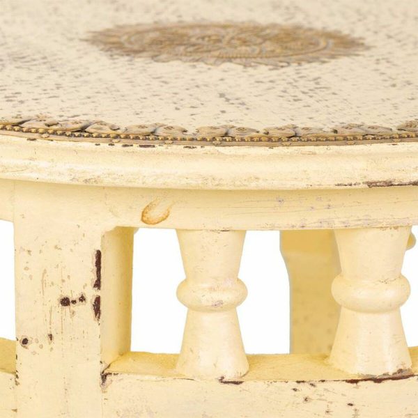 Centre Table Alexandra House Living Ivory Brass Mango wood MDF Wood 45 x 52 x 45 cm Sale