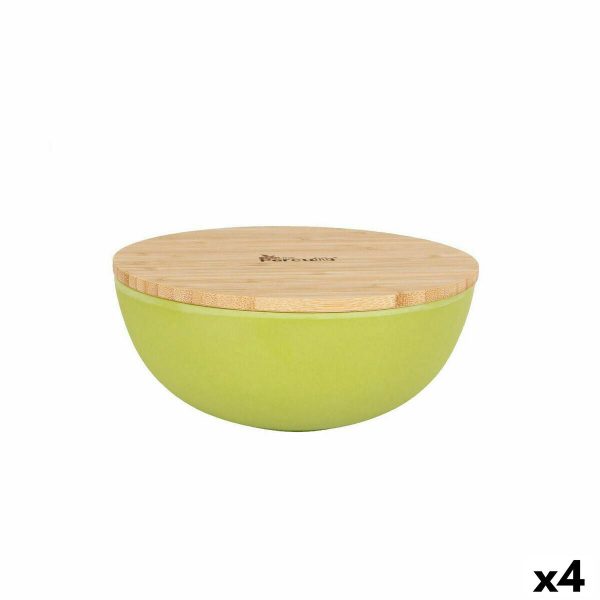 Bowl Percutti Melamin Brown Green 18,9 x 18,9 x 8,5 cm Bamboo (4 Units) For Discount