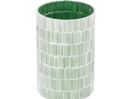 Candleholder Green Crystal Cement 13 x 13 x 20 cm Supply