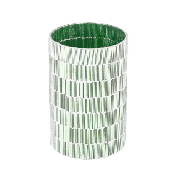 Candleholder Green Crystal Cement 13 x 13 x 20 cm Supply