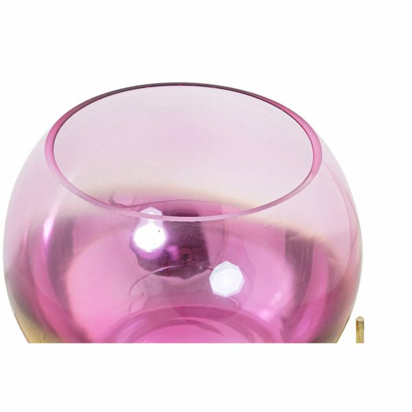 Candleholder DKD Home Decor 8424001830619 Pink Golden Metal Crystal 19 x 19 x 20,5 cm Fashion