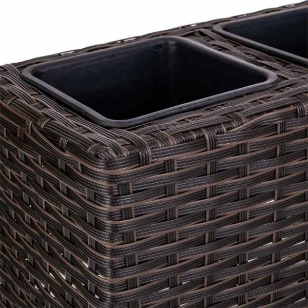 Planter Alexandra House Living Brown Iron Rattan Plastic 18 x 18 x 48 cm Online Sale