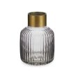 Vase Stripes Grey Golden Glass 14,5 x 22 x 14,5 cm (6 Units) on Sale