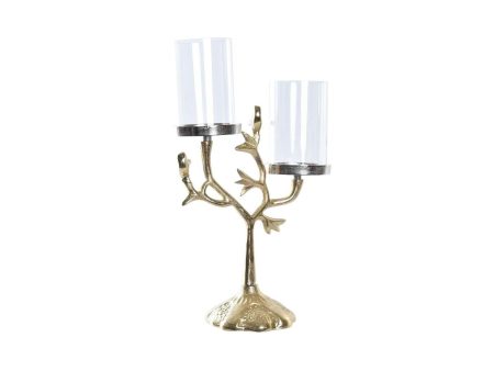 Candle Holder DKD Home Decor Crystal Golden Aluminium Birds (29 x 15 x 48 cm) Online now