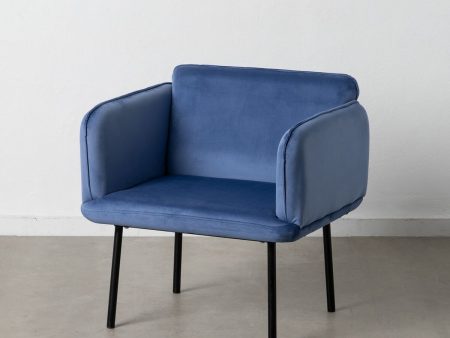 Armchair Synthetic Fabric Blue Metal For Sale