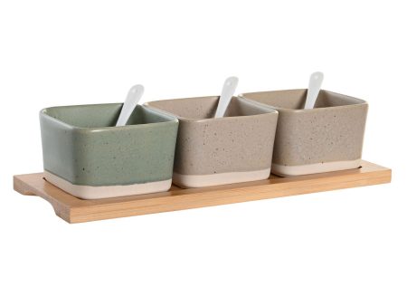 Appetizer Set DKD Home Decor 29 x 11,5 x 1,5 cm Porcelain Multicolour Bamboo Scandinavian Online