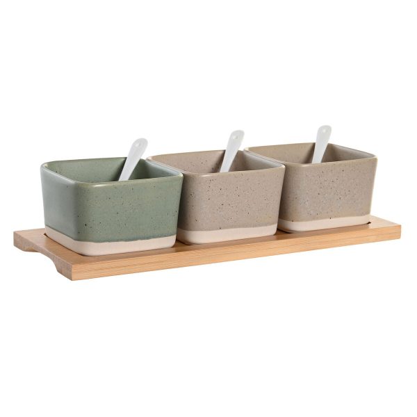 Appetizer Set DKD Home Decor 29 x 11,5 x 1,5 cm Porcelain Multicolour Bamboo Scandinavian Online