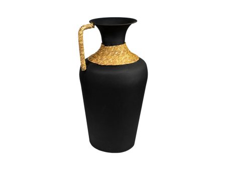 Vase Romimex Black Metal wicker 25 x 47 x 25 cm With handle on Sale