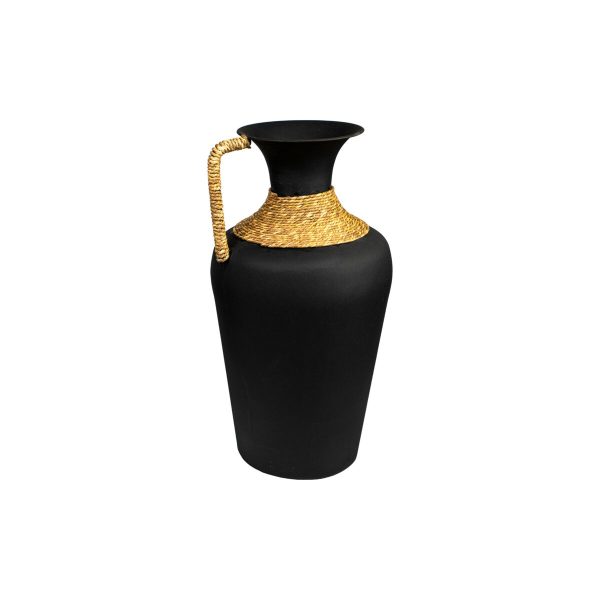 Vase Romimex Black Metal wicker 25 x 47 x 25 cm With handle on Sale