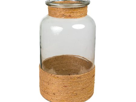 Vase Romimex Brown Transparent Jute Glass 20 x 36 x 20 cm Discount