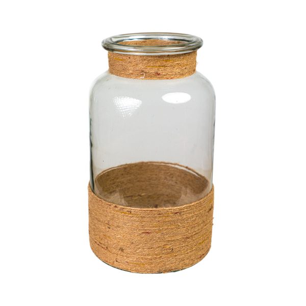 Vase Romimex Brown Transparent Jute Glass 20 x 36 x 20 cm Discount