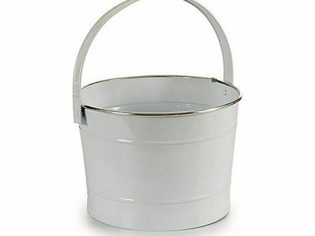 Planter Bucket White Silver Zinc 25 x 29,5 x 27 cm (12 Units) Online Sale