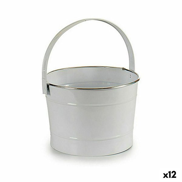 Planter Bucket White Silver Zinc 25 x 29,5 x 27 cm (12 Units) Online Sale