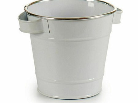 Planter Bucket White Silver Zinc 19,5 x 14,5 x 16,5 cm (24 Units) Cheap